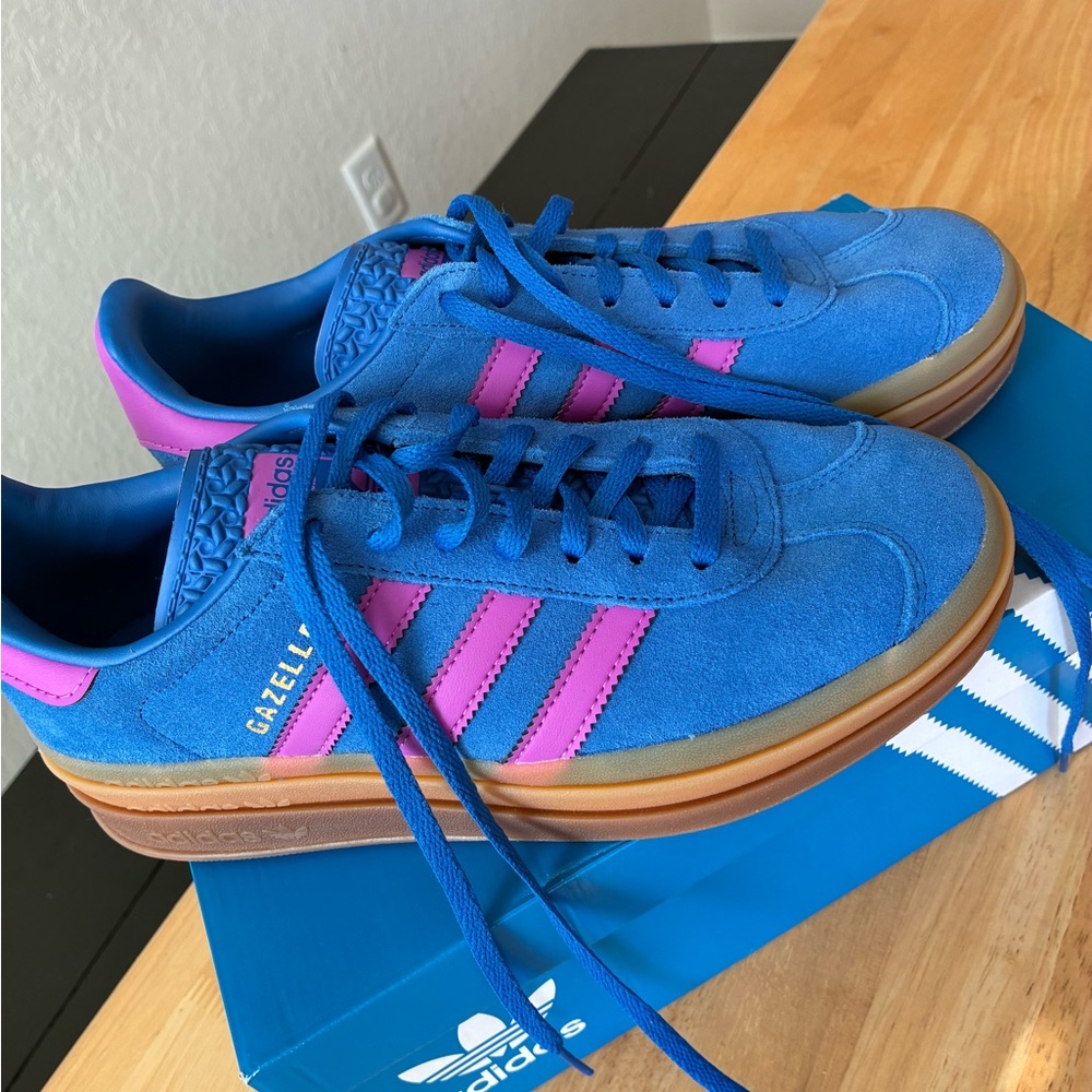adidas Gazelle Bold W Blue Pink Gum Sneakers NIB - Picture 3 of 4